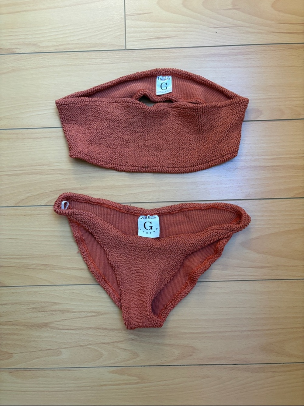 Hunza G Crinkle Bandeau Bikini in Metallic Rosewood - RARE! - Picture 4 of 4